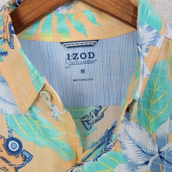 IZOD Saltwater Tropical Graphic Dockside Short Sleeve Button Down Shirt Sz M NEW - Picture 6 of 13